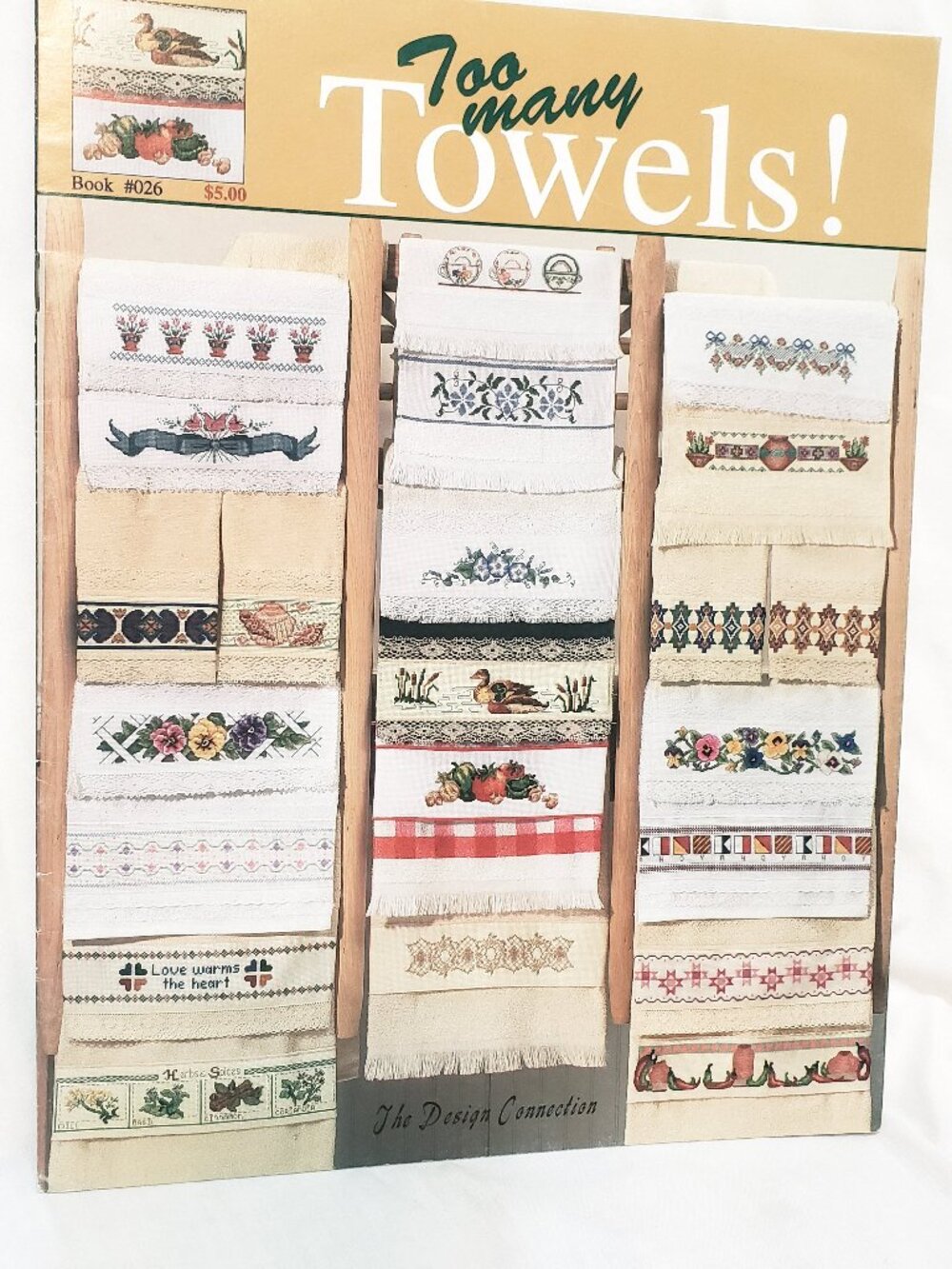 Too Many Towels Cross Stitch Leaflet the Design Connection 1997 Pansies Peppers